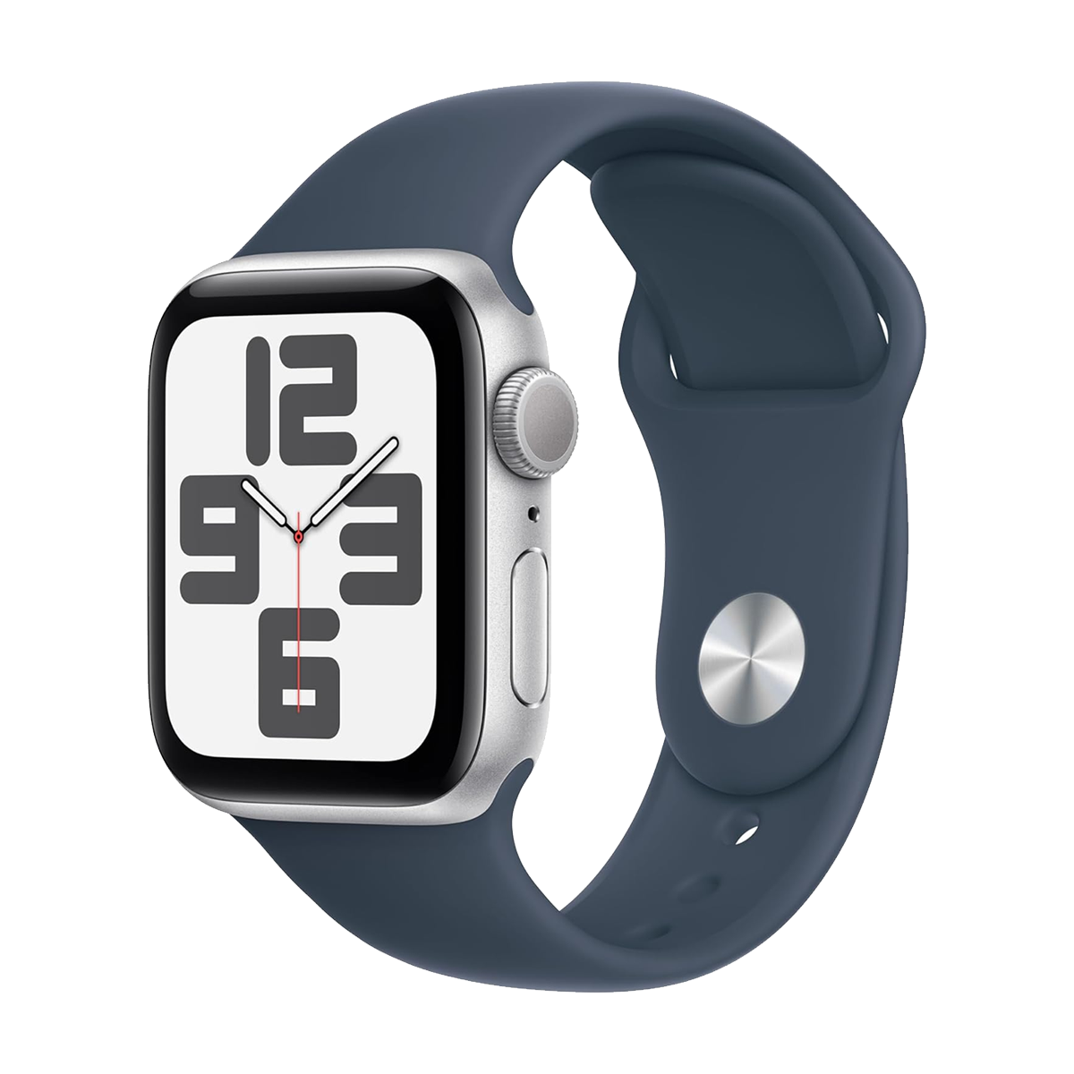 Apple Watch SE 2023 2nd Generation GPS 40mm Silver Aluminium Case with S M Storm Blue Sport Band