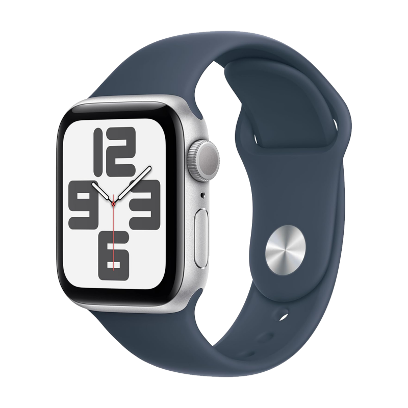 Ourfriday Apple Watch SE 2023 2nd Generation GPS 40mm Silver Aluminium Case with S M Storm Blue Sport Band