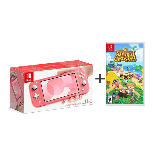 Nintendo Switch Lite Animal Crossing Bundle Coral