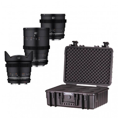 Samyang VDSLR MK2 Three Cine Lens Kit With Case For Canon RF Samyang VDSLR MK2 Three Cine Lens Kit With Case For Canon RF