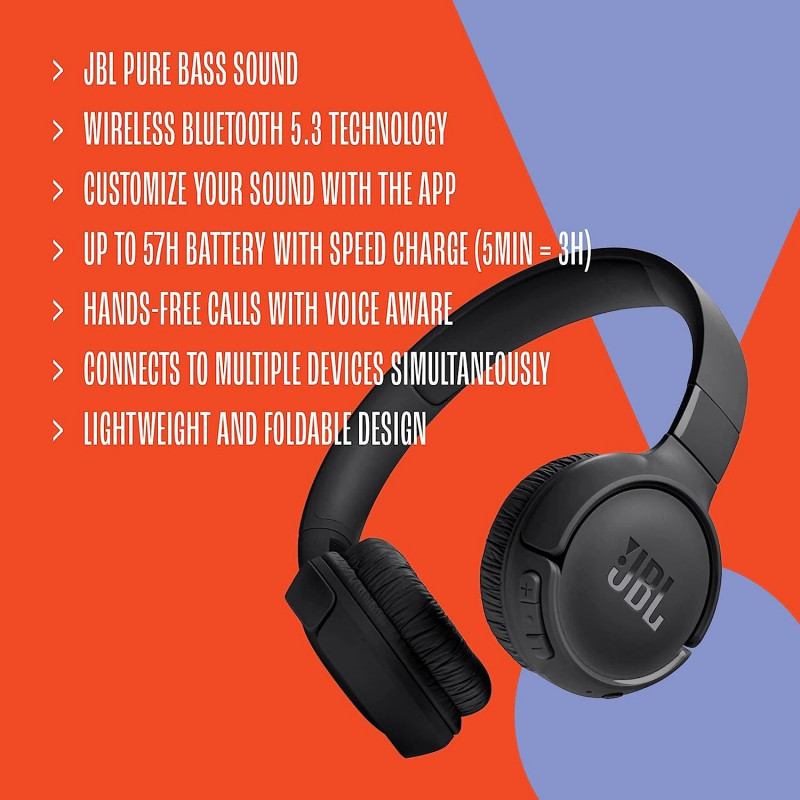 JBL Tune 520BT, Wireless On-ear Headphones