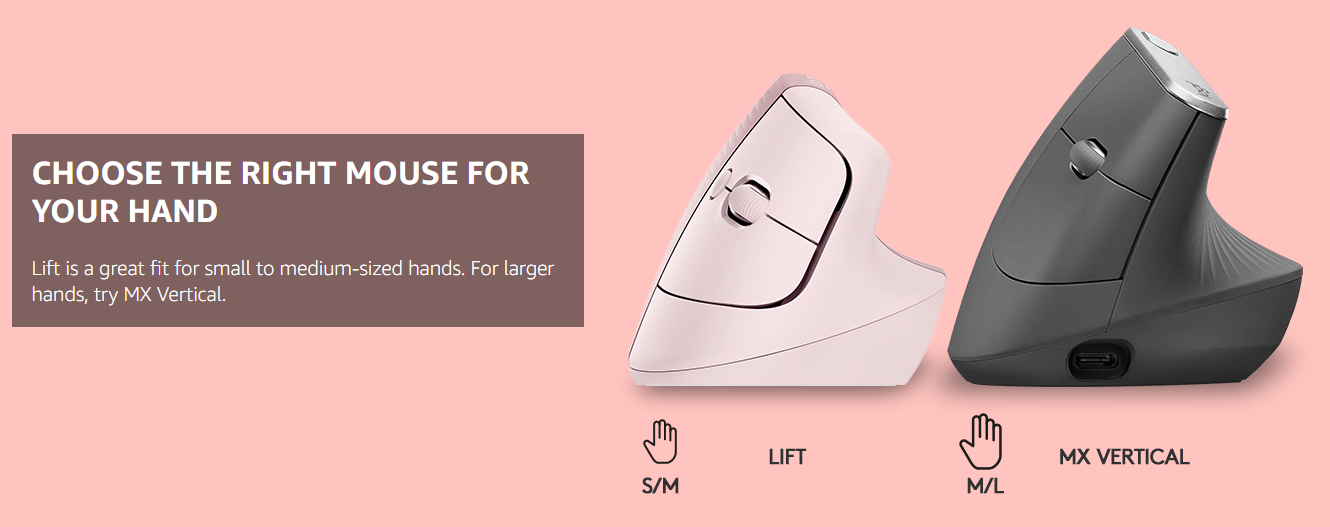 Ourfriday | Logitech Lift Vertical Ergonomic Mouse, Wireless - Black